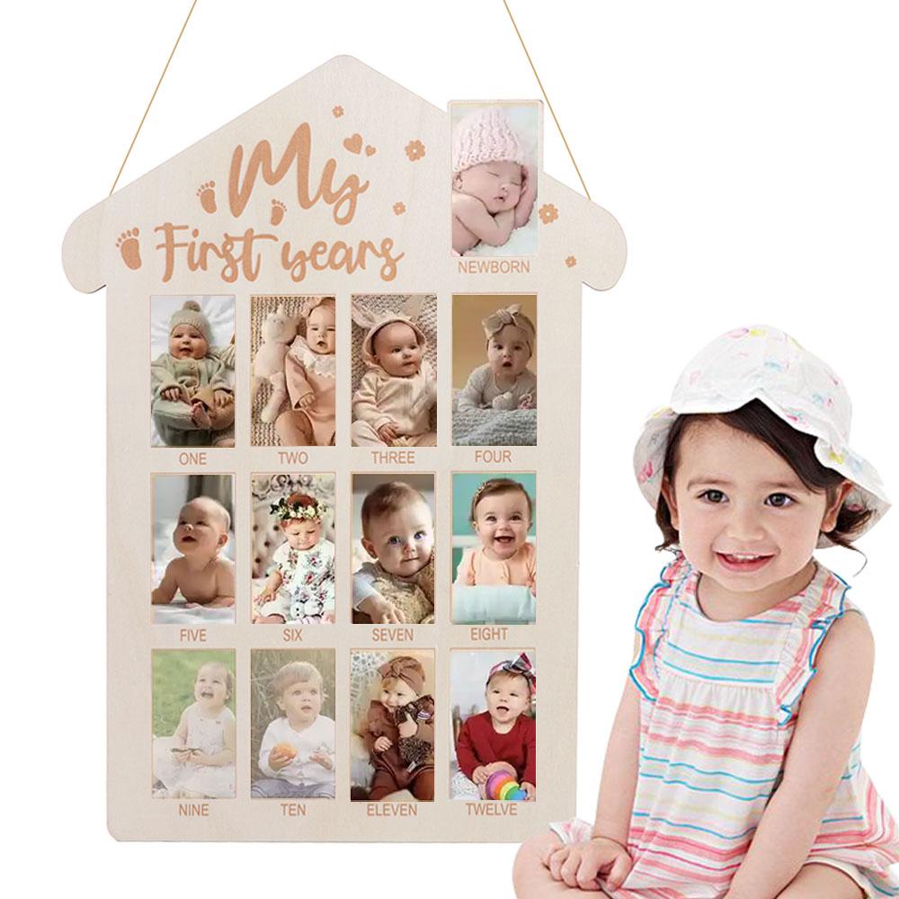 Wooden Baby’s First Year Picture Frame Commemorative Baby Keepsake Frame  1st Birthday Gift