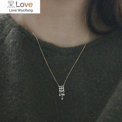 French Luxury Silver Plated 14k Gold Necklace Gorgeous Vintage Tassel Zircon Pendant Necklace For Women Jewelry