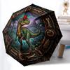 Prehistoric Dinosaur Frame Pattern Umbrella, Portable and Foldable Design, 8 Ribs, a Casual Accessory for Halloween, Christmas, and Birthday Gifts.