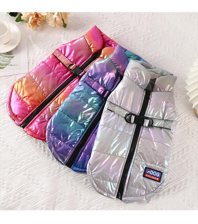 Gradient Cotton Jacket for Bichon - Two-Legged, Adjustable Fit, Plus Velvet for Warmth