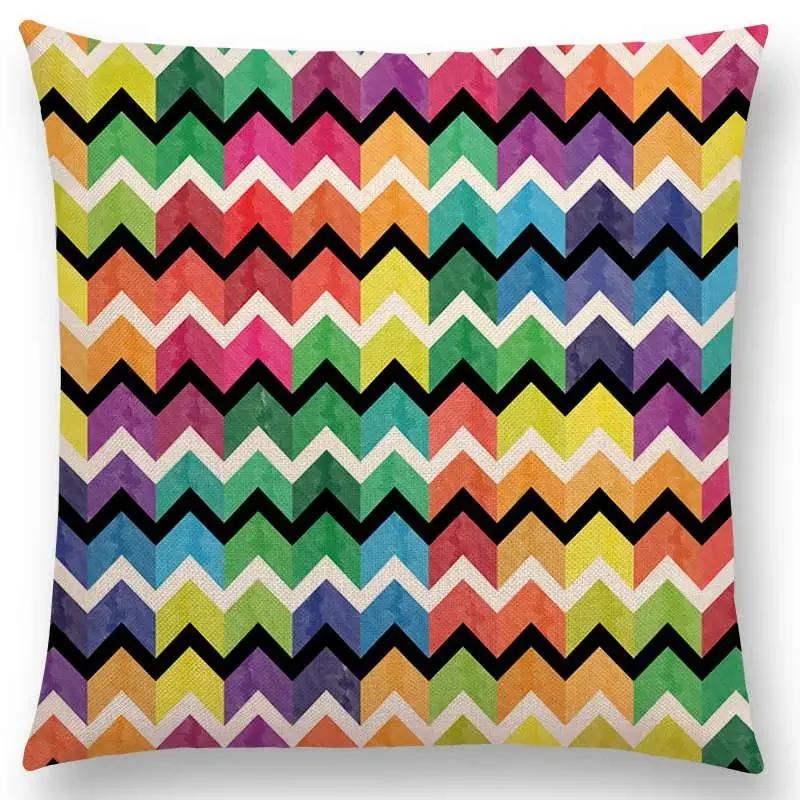 Kolorowe Kwiaty Liście Kropki Poszewka na Poduszkę na Sofę Gwiazdy Fale Wzór Geometryczny Pastelowe Trójkąty Diament Tęcza Poszewka na Poduszkę