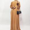 Women's Loose Solid Color Elastic Sleeve Plus Size Dress