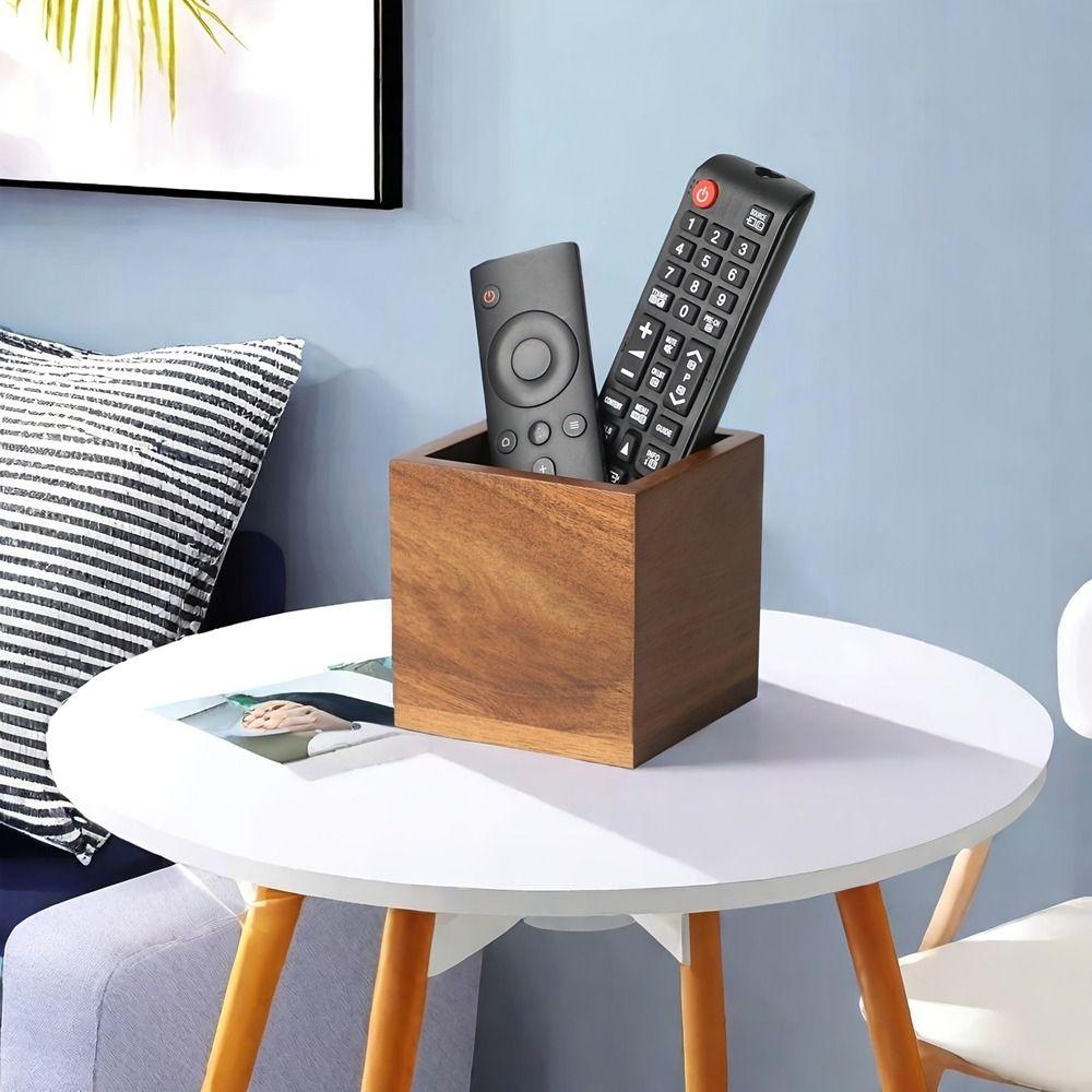 Wood Remote Control Holder Vintage Style Pen Holder Durable Desktop Storage Box Nightstand