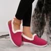 Cross-border Winter New Color Matching Flat-bottomed Velvet Snow Boots Women's Thickened Fluffy Warm Large-size Low-top Cotton Shoes