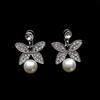 3pcs Soft Romantic Butterfly Imitation Pearl Inlaid Alloy Bridal Necklace Earrings Sweet Wedding Party Formal Wear Jewelry Set