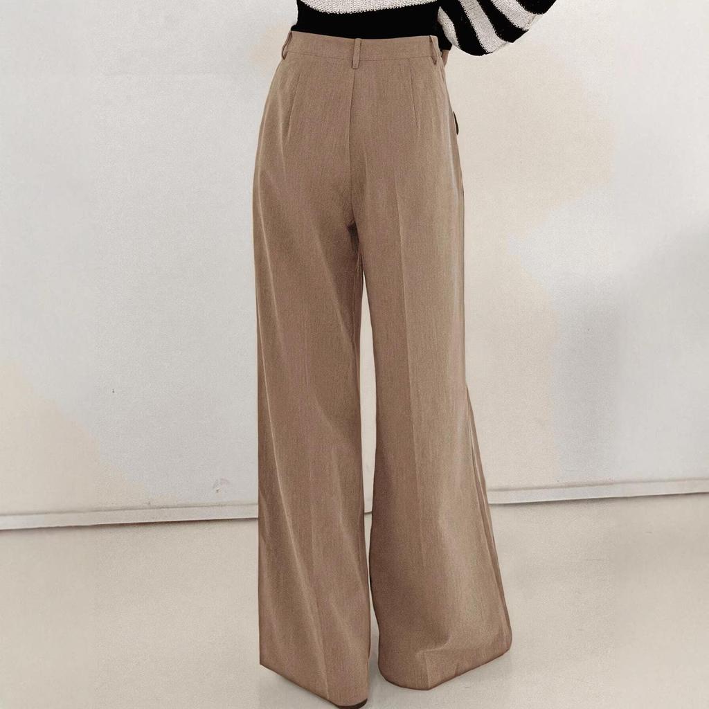 Petite High-Waist Straight-Leg Formal Trousers for Women