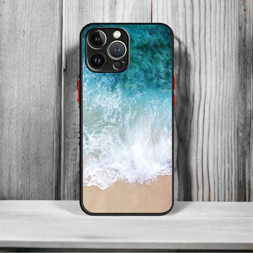 Sea blue Sky beach frosted Shockproof For iPhone 16 15 11 12 13 14 Pro Max X XSMAX Mini Phone Case