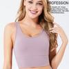 Autumn New Fashion Solid Color Top Gathered Yoga Sports Breathable Beauty Back Underwear Bra