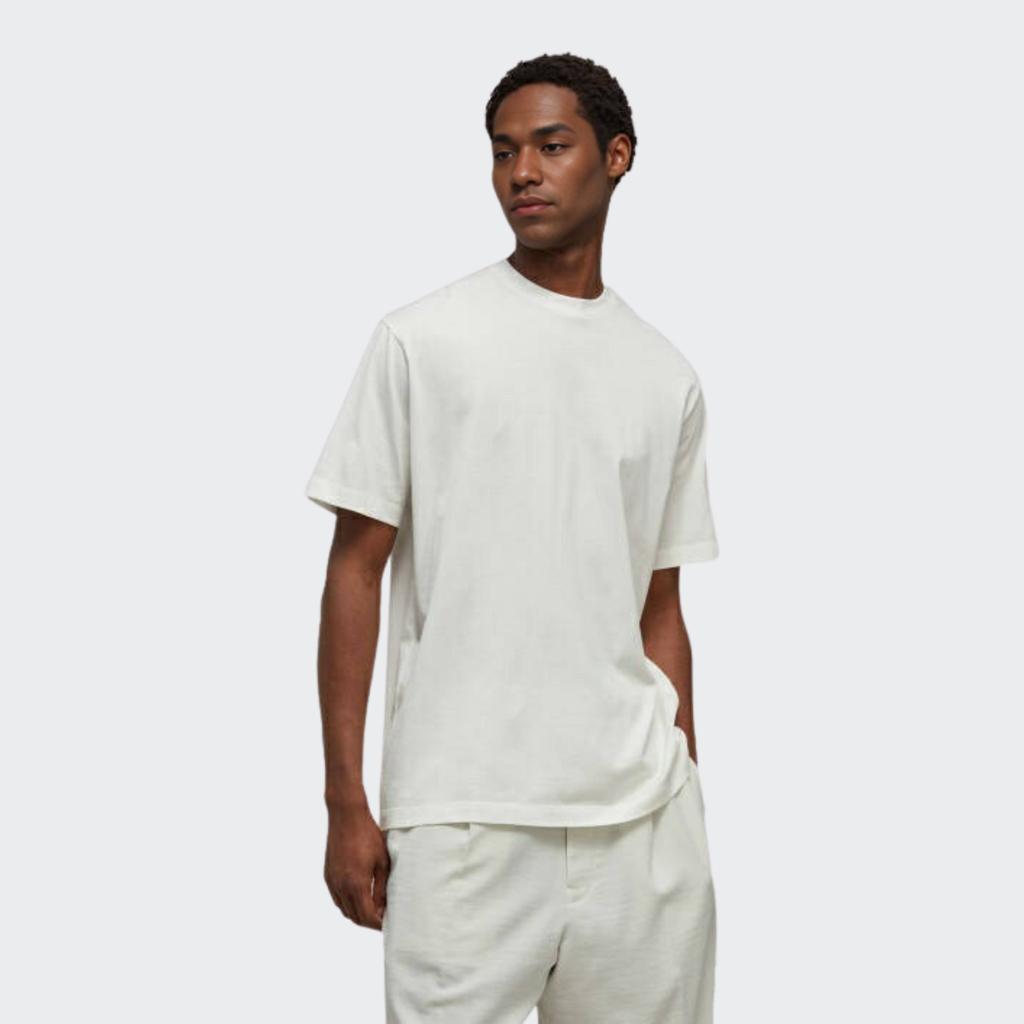 Y-3 FW22 Einfarbiger Rundhals-Pullover Kurzarm-T-Shirt Unisex Oberteile Weiß IB4787
