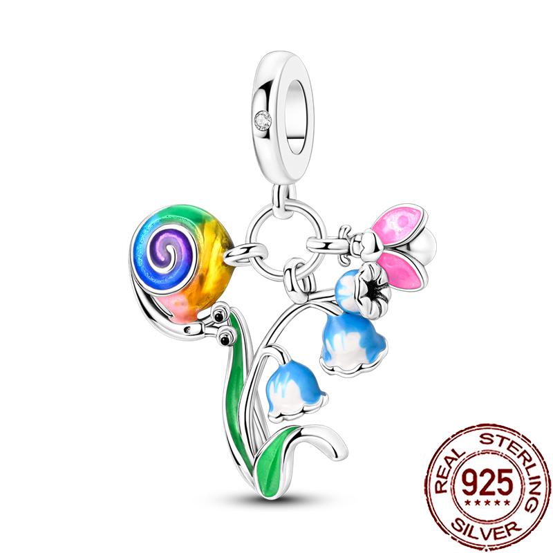 New Charms Copper Colorful Plant Flower Fruit Charm Beads Fit Snake Chain Bracelet Necklace Women Diy Jewelry