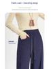 White Five Geese Polka Dot Jacquard Denim Wide-Leg Pants for Women - Autumn/Winter 2025