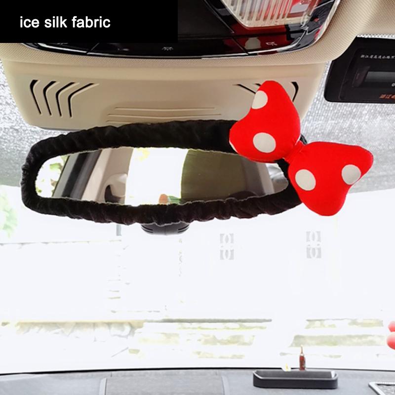 High-grade Ice Silk Car Seat Belt Cover Cute Cartoon Red Dot Bow Auto Shoulder Pad Strap Harness Cushion Seatbelt Protector