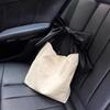 Trendy Bow Design Canvas Underarm Bag Fashion Simple Clutch and Handbag for Women