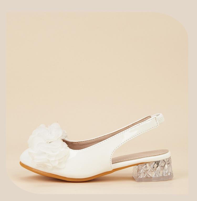 2025 Winter Lace Flower Crystal Heel Princess Shoes for Girls