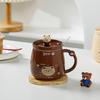 Cartoon-Bär Keramiktasse mit Deckel & Löffel - Niedliche Trinkbecher für Studenten & Festivalgeschenk