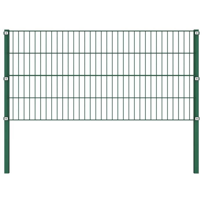 VidaXL Panneau de clôture avec poteaux en fer 176,5 x 80 cm Vert 144933