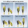 Double Magic 65W + 27W Spring Telescopic 4-in-1 Data Cable for Apple & Huawei