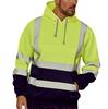 Mens Road Work High VisibilityPullover Long Sleeve Hooded Sweatshirt Tops Blouse