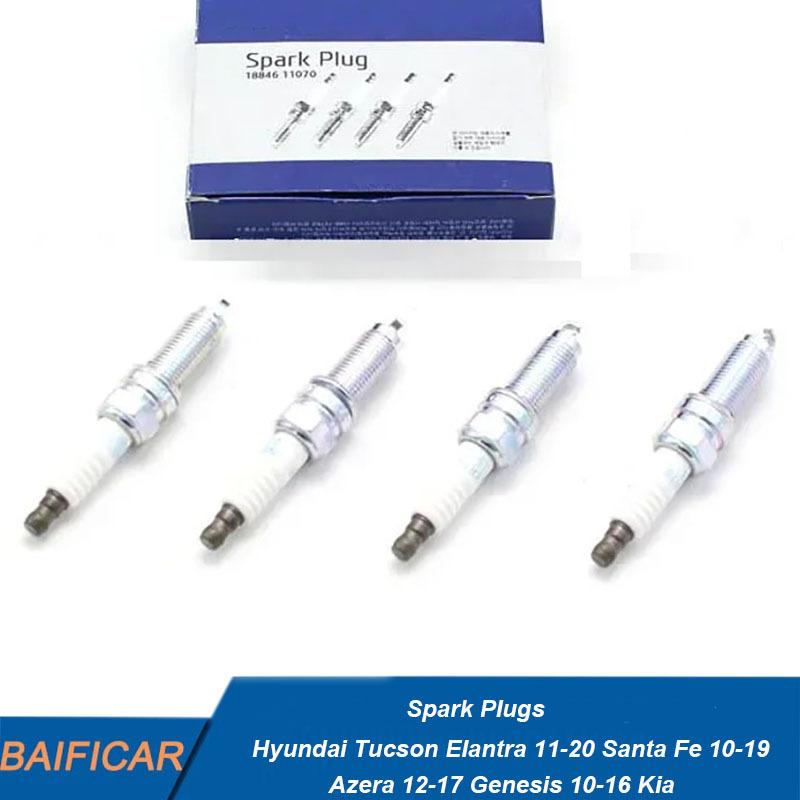 Brand New 4PCS Spark Plugs 18846-11070 For Hyundai Tucson Elantra 11-20 Santa Fe 10-19 Azera 12-17 Genesis 10-16 Kia 4PCS