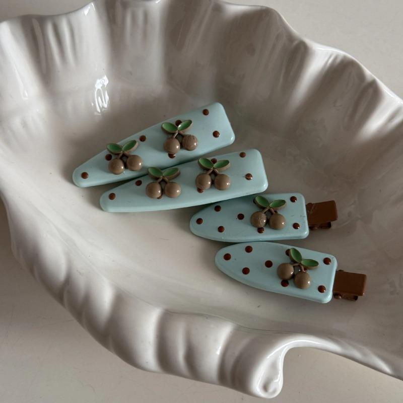 Coffee Cherry Polka Dots Mint Green Hairpin Sweet and Cute Bangs Clip Side Clip Hair Accessories Duckbill Clip New