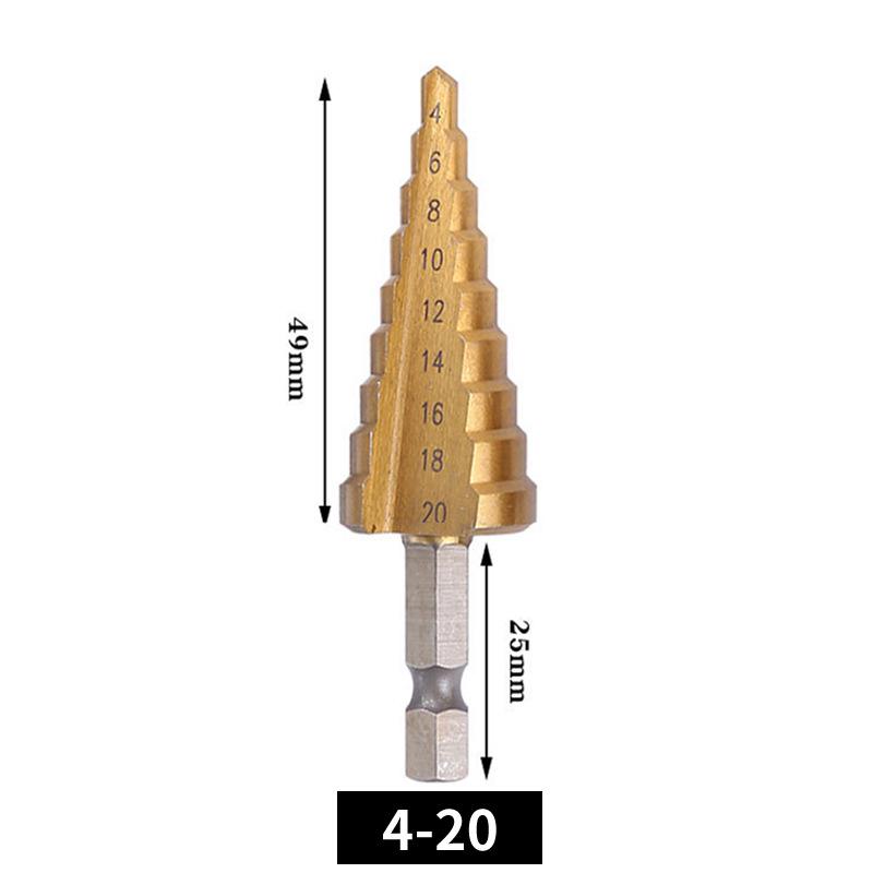 Three-Piece Titanium Step Drill Bit Set for Woodworking