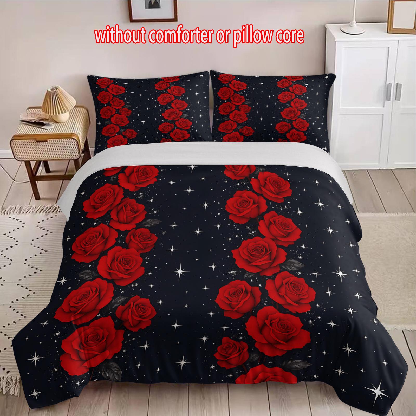 

Rose Bouquet Three-Piece Set 3D Digital Printing Quilt Cover Home Textile cover 90 * 200 + and 50 * 75 * 1