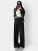 Women's High-Waisted Wide-Leg Fleece-Lined Sweatpants: Autumn/Spring Slimming, Loose, Casual American Style with Drawstring.