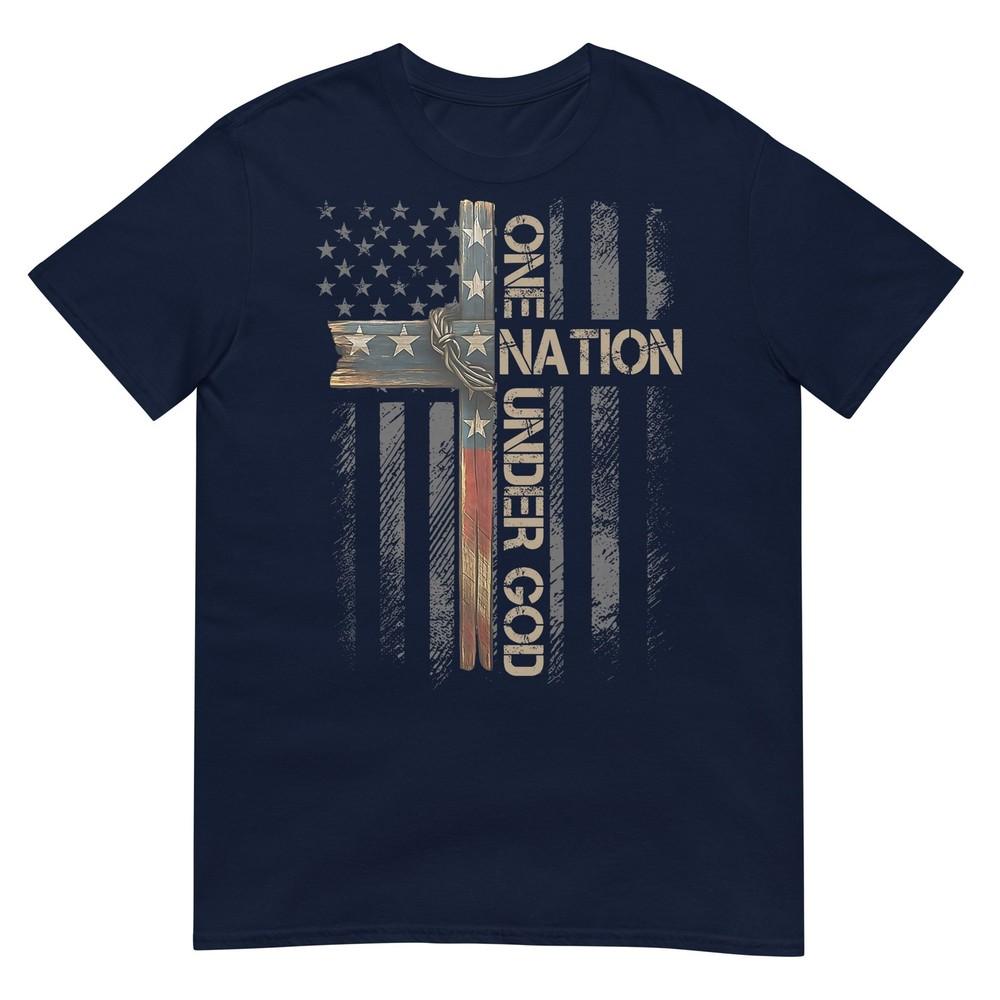 One Nation Under God Us Flag 4th Of July Patriotic Christian TShirt S