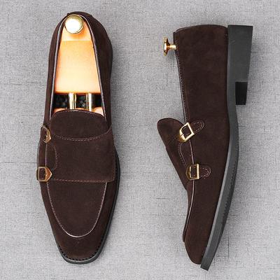 Neue Herren Spitzschuh Wildleder Flats Schuhe Männlich Designer Mönchsriemen Loafer Heimkehr Hochzeitskleid Schuhwerk