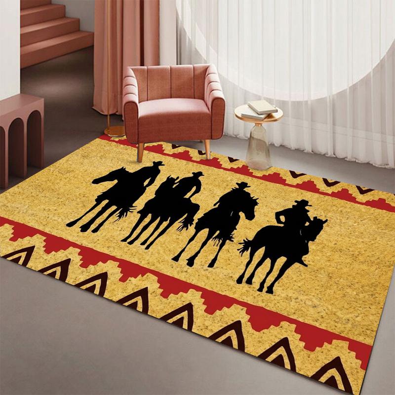 

Western Cowboy Rug Native American Border Doormat NonSlip Easy Clean Rustic Decor Carpet for Living Room Bedroom Pet Friendly 40X60cm