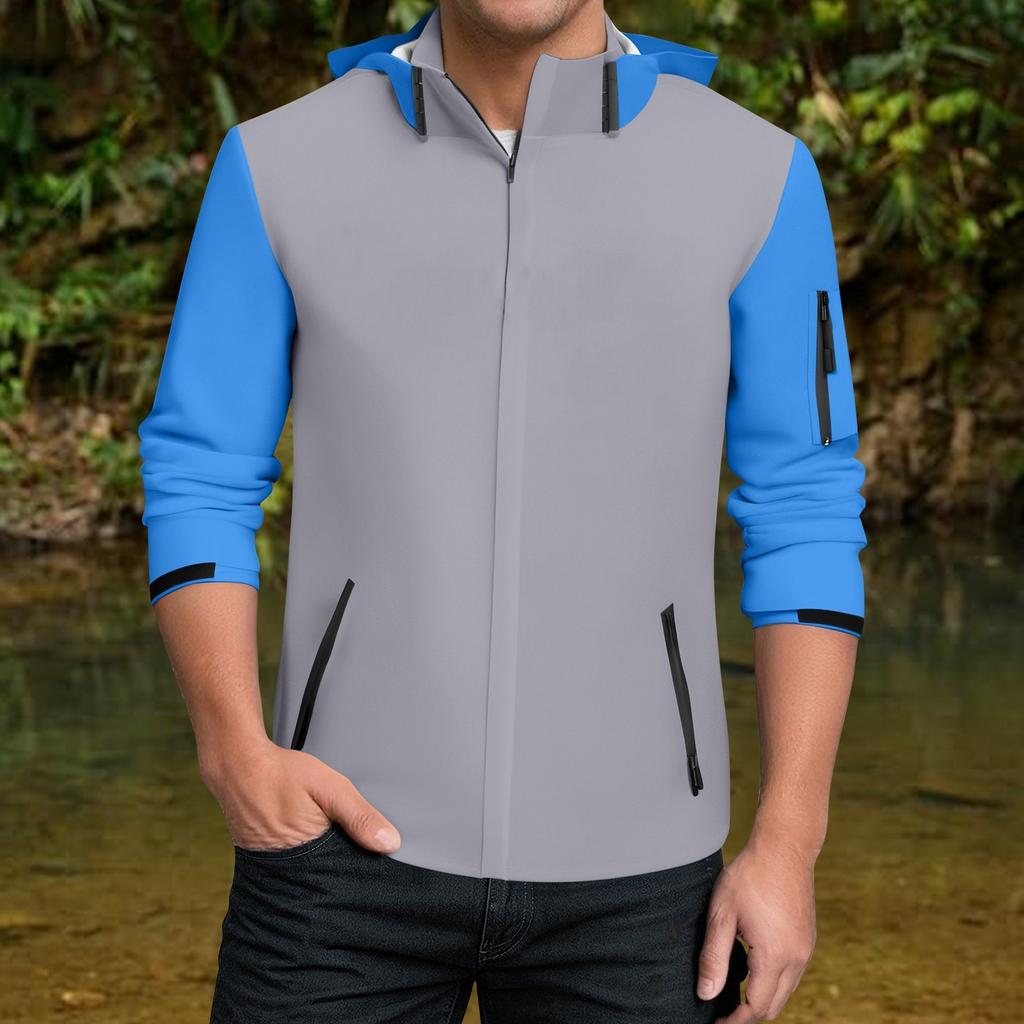 Pánská nepromokavá větrovka, lehký nepromokavý plášť s kapucí pro každodenní nošení