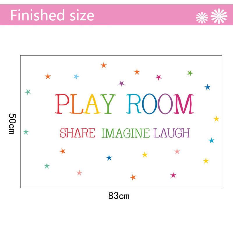 Play Room Colorful Lettering Wall Stickers, Inspirational Quote Decals for Kids Playroom, Nursery and Home Wall Decor