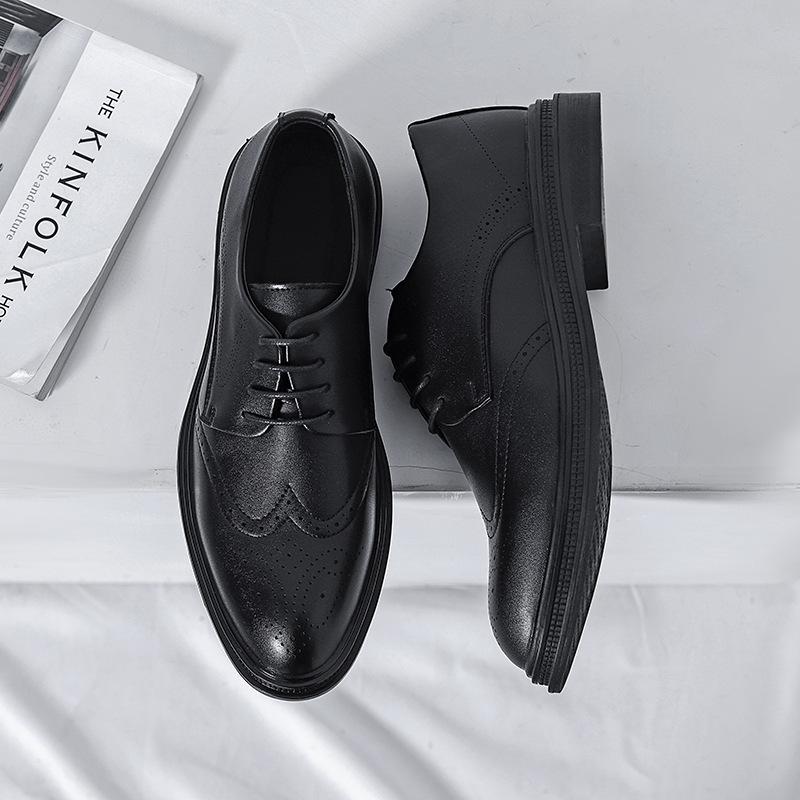 

Brock leather shoes men s British style platform business casual shoes platform heightening shoes trend niche men s loafers 44 чёрный