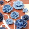3/5PCS Blue Artificial Flowers Heads Fake Flowers Wedding Decoration Bride DIY Clothes Headwear Accessory Craft Gifts Ornament