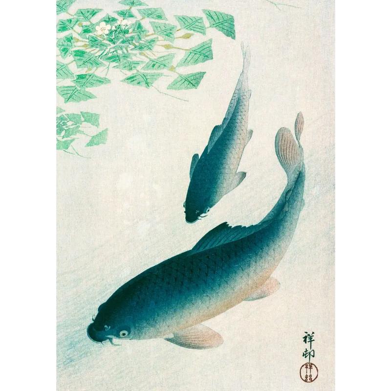 Japanese Ohara Koson Ukiyo Wall Art Poster Vintage Goldfish Lotus Owl Crane Canvas Painting for Guest Room Home Bar Cafe Decor