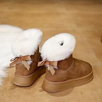 Snow Boots Women's New Winter Velvet Thickened Waterproof and Non-slip Leather Wool Fashion Platform Cotton Shoes