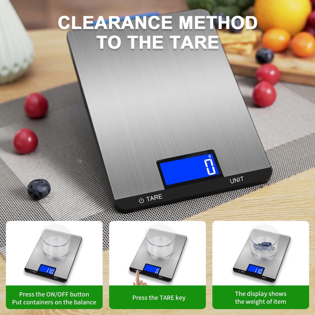 FODWET Digitale Küchenwaage mit großer Plattform - 22lb/10kg Präzisions-Lebensmittelwaage mit 1g Genauigkeit & Tarafunktion, Multifunktion