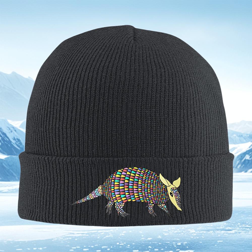 Colorful geometric animal design pattern Men Women Unisex Knitted Hat Beanie Pullover Cap Winter Thermal Warm Christmas Outdoor