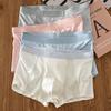Men Boxer Briefs Mid-rise Elastic Waistband Breathable Mesh Shorts Underwear Solid Color U-Convex
