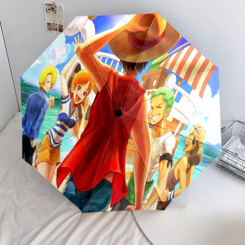 1 PC Automatic Folding Umbrella - Luffy D Pattern Portable Foldable Design With 8 Ribs Christmas Birthday Gifts