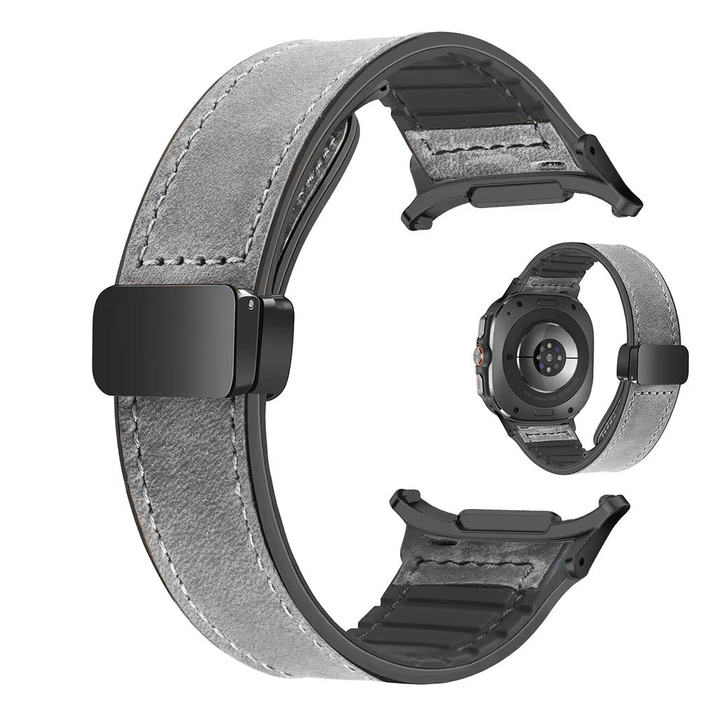 Leather Silicone Watch Band for Samsung Galaxy Watch 7 Ultra 47mm Magnetic Watchband for Samsung Galaxy Ultra 47mm Watch Straps