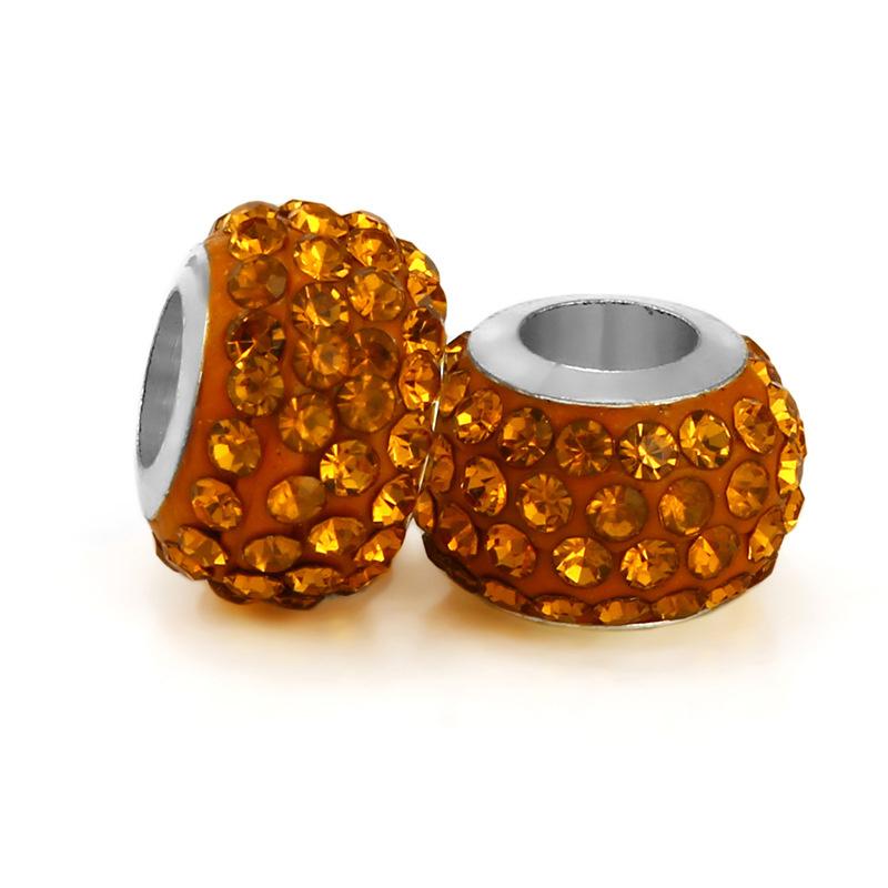 Silver Plated Macroporous Resin Glass Beads for Charms Bracelet Necklace Keychain Women Girls Jewelry Gifts