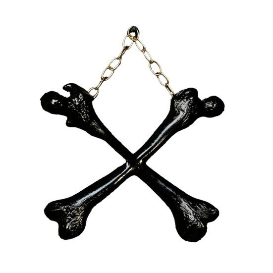 

Bone Pendant Fine Carved Crossover Bones Gothic Style Wall Hanging Ornament Dark Gothic Home чёрный