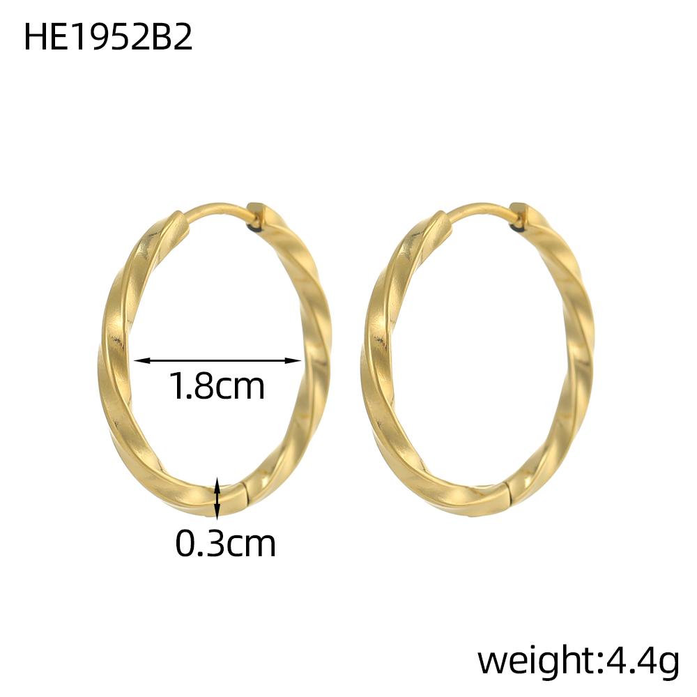 CARLIDANA Chic Simple Hoop Earrings Ins Simple Women Fashion Earrings Stainless Steel Gold Plated Twisted Circle Huggies Earring