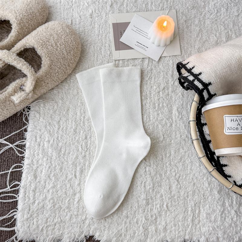 Winter and Autumn Wool Sock Without Bones - Trendy Children's Pure Color Multi-purpose Mid-calf Pile-up Socks for Postpartum Recovery