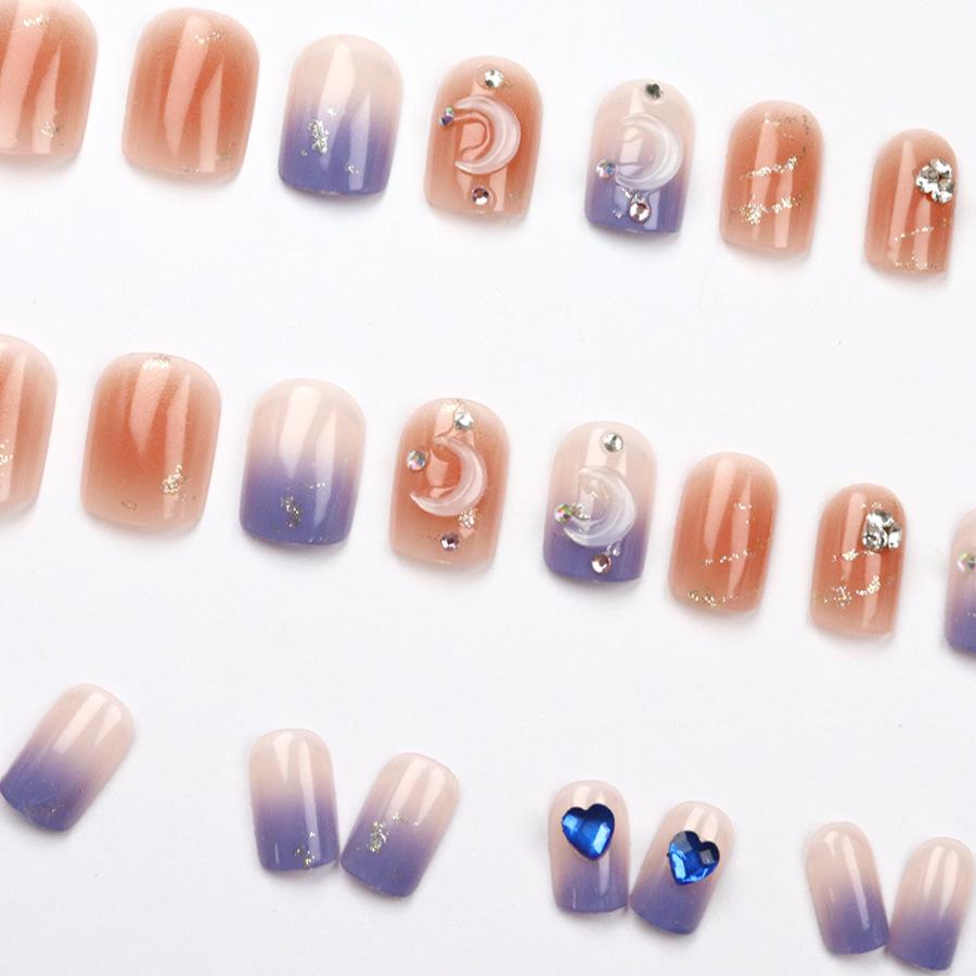 Star & Moon Mocha Sweet White-Enhancing Manicure: Macaron Pearl Rhinestone Press-On Nails
