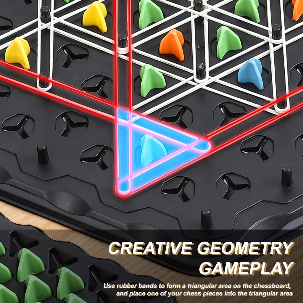 AIUAZA Dreieckskette Strategiebrett Strategiespiel für Kinder Erwachsene Party Familienspiel Dreieck Gummiband Geometrisches Schachspieler Spiel, 6-8-12,