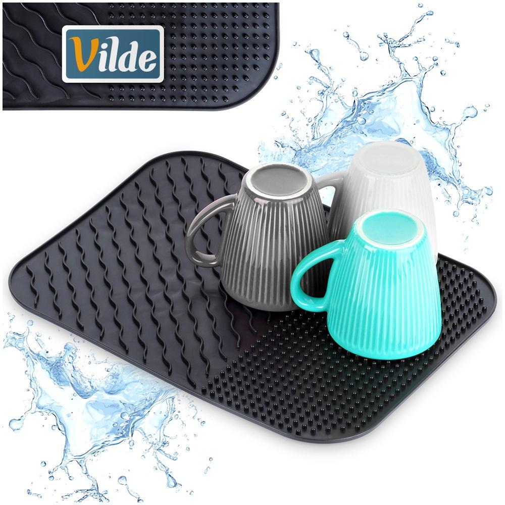 Silicone Dish Drying Mat, Black, 34x26.5 Cm