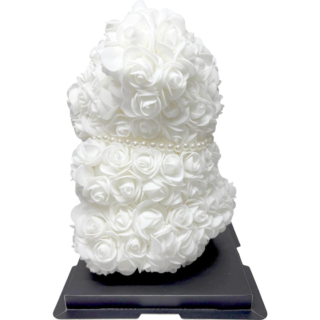 Q-FLA Plush Ornament, Rose and White Bear, Perfect for Gifts and Celebrations, 805356