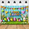 Spring Vibrant Rabbit Backdrop Supplies Happy Easter Theme Background Banner Bunny Easter Eggs Party Decoration Photography Prop